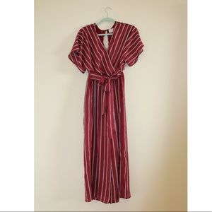 Maroon Pin-Striped Jumpsuit